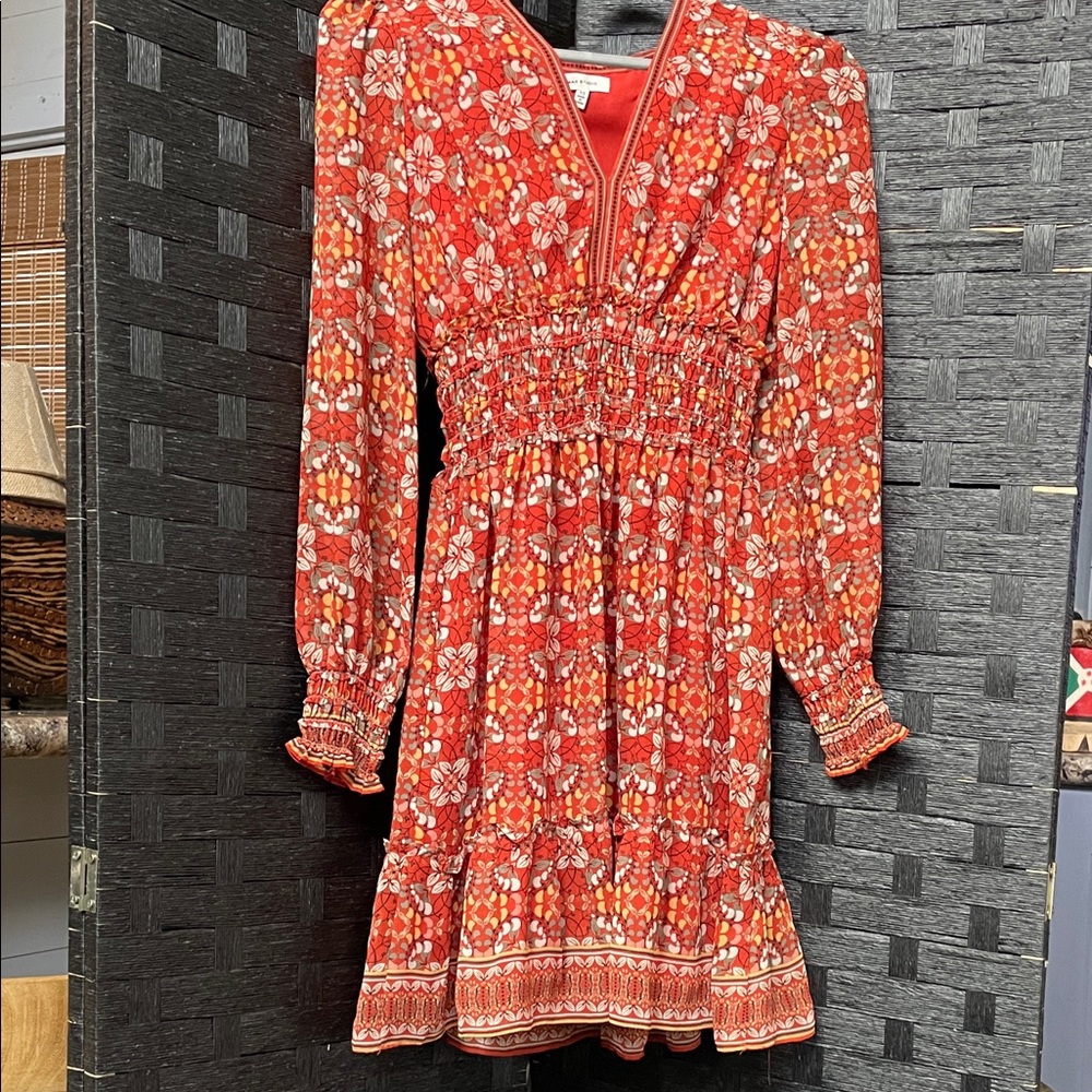 Max Studio Red dress with Decorative Trim